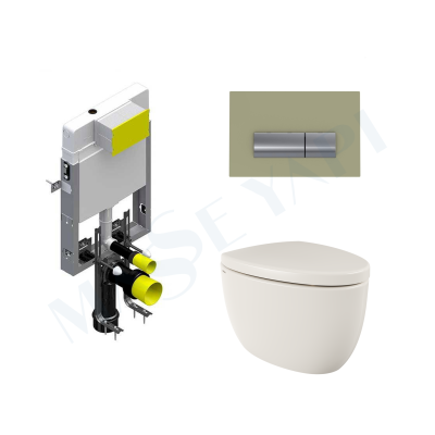 Bocchi Etna Asma Klozet - Parlak Bisküvi Set (Kapak Dahil ) + Gömme Rezervuar Seti - BOCCHI