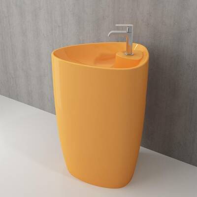 Bocchi Etna Batarya Banklı Monoblok Lavabo 58 cm Parlak Mandalina Sarısı 1337-021-0126 - BOCCHI