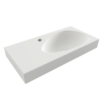 Bocchi Etna Etajerli Lavabo Armatür Delikli 90 cm Mat Beyaz 1115-002-0126 - BOCCHI