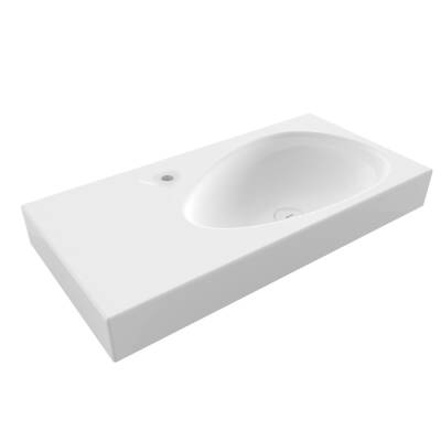 Bocchi Etna Etajerli Lavabo Armatür Delikli 90 cm Parlak Beyaz 1115-001-0126 - BOCCHI
