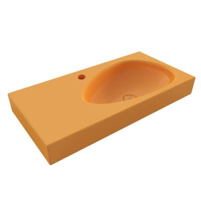 Bocchi Etna Etajerli Lavabo Armatür Delikli 90 cm Parlak Mandalina Sarısı 1115-021-0126 - BOCCHI