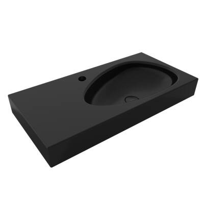 Bocchi Etna Etajerli Lavabo Armatür Delikli 90 cm Parlak Siyah 1115-005-0126 - BOCCHI