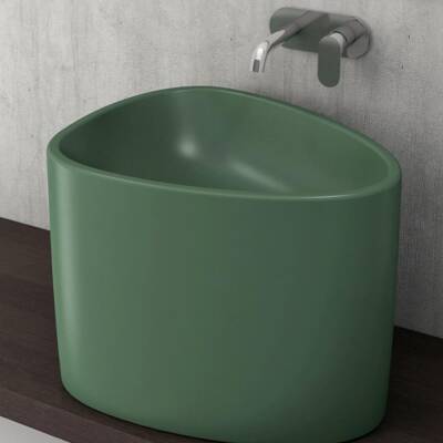 Bocchi Etna Lavabo Monoblok Tezgah Üstü Mat Yeşil 1162-027-0125 - BOCCHI