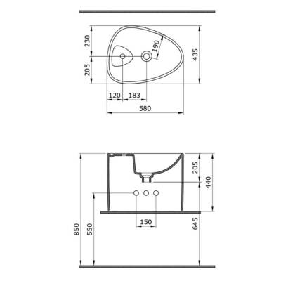 Bocchi Etna Monoblok Lavabo Tezgah Üstü Armatür Delikli Parlak Siyah 1343-005-0126 - BOCCHI (2)