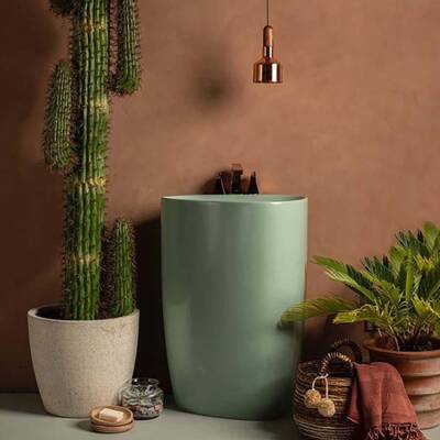 Bocchi Etna Monoblok Yerden Lavabo Mat Mint Yeşil 1075-033-0125 - BOCCHI (2)