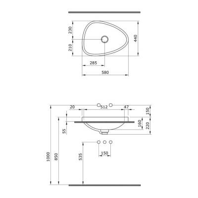 Bocchi Etna Yarım Tezgah Lavabo 58 cm Mat Yasemin 1112-007-0125 - BOCCHI (1)