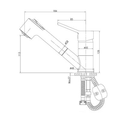 Bocchi Eviye Bataryası El Duşlu Krom 2201 0007 - BOCCHI (1)