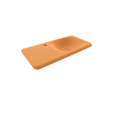 Bocchi Fenice 90 cm Etajerli Lavabo Parlak Mandalina Sarısı - BOCCHI