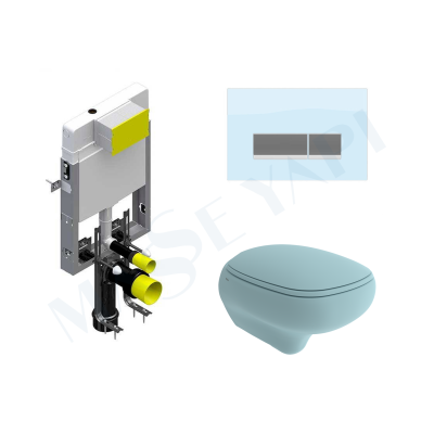 Bocchi Fenice Asma Klozet - Mat Buz Mavisi Set (Kapak Dahil ) + Gömme Rezervuar Seti - BOCCHI