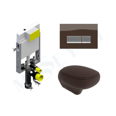 Bocchi Fenice Asma Klozet - Mat Kahve Set (Kapak Dahil ) + Gömme Rezervuar Seti - BOCCHI