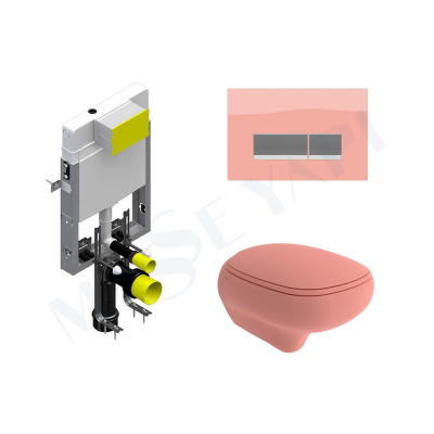 Bocchi Fenice Asma Klozet - Mat Somon Set (Kapak Dahil ) + Gömme Rezervuar Seti - BOCCHI