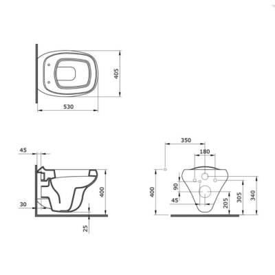 Bocchi Fenice Asma Klozet Parlak Turuncu Kapak Hariç 1166-012-0128 - BOCCHI (2)