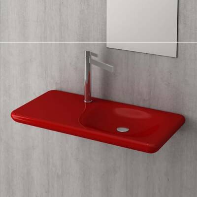 Bocchi Fenice Lavabo Etajerli 90 cm Parlak Kırmızı 1490-019-0126 - BOCCHI (2)