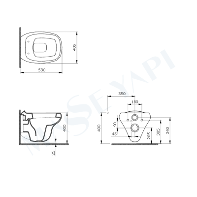 Bocchi Fenice Rimless Asma Klozet - Mat Beyaz Set (Kapak Dahil ) + Gömme Rezervuar Seti - BOCCHI (1)