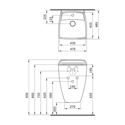 Bocchi Firenze Asma Monoblok Lavabo, 48 cm, Mat Antrasit 1082-020-0126 - BOCCHI (2)