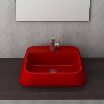 Bocchi Firenze Batarya Banklı Çanak Lavabo Parlak Kırmızı 1074-019-0126 - BOCCHI (1)