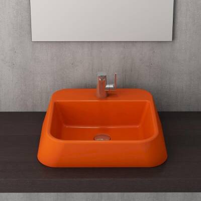 Bocchi Firenze Batarya Banklı Çanak Lavabo Parlak Turuncu 1074-012-0126 - BOCCHI (1)