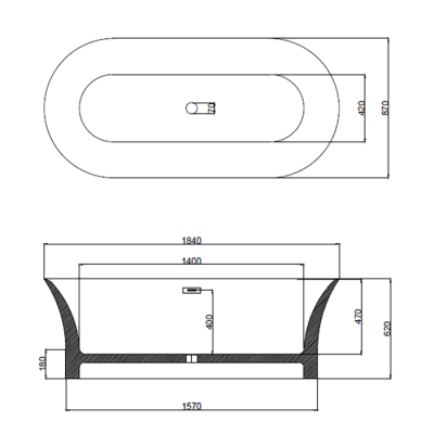 Bocchi Firenze Parlak Siyah Küvet 184x87 cm - BOCCHI (1)