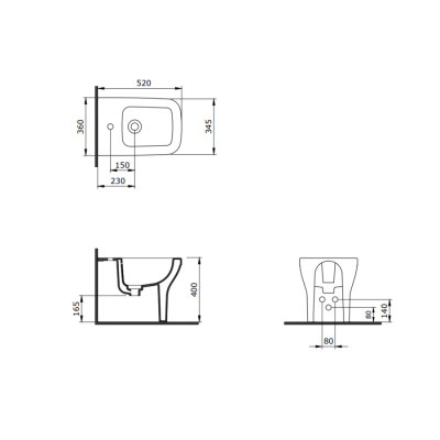 Bocchi Firenze Yerden Bide 52 cm, Parlak Siyah - BOCCHI (1)