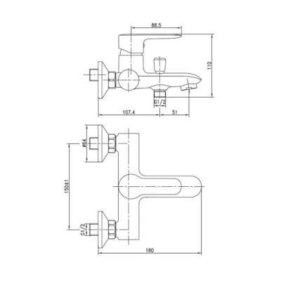 Bocchi Lago Banyo Bataryası Krom 1032 0021 - BOCCHI (2)