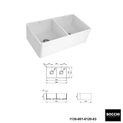 Bocchi Lavello 50 cm Seramik Eviye Grohe Minta Spiralli Eviye Bataryası Seti(Tel Izgara ve Sifon Dahil ) - BOCCHI (1)