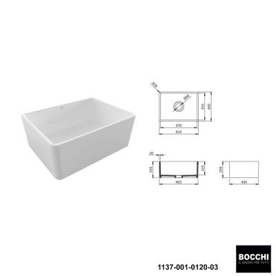 Bocchi Lavello 60 cm Seramik Eviye Grohe Minta Spiralli Eviye Bataryası Seti(Tel Izgara ve Sifon Dahil ) - BOCCHI (1)