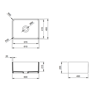 Bocchi Lavello 61 cm Dekorlu Mutfak Eviyesi Mat Kahve - BOCCHI (1)