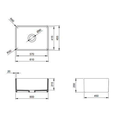 Bocchi Lavello 61 cm Dekorlu Mutfak Eviyesi Mat Siyah - BOCCHI (1)