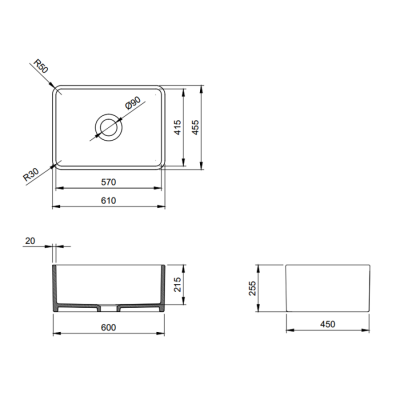 Bocchi Lavello 61 cm Dekorlu Mutfak Eviyesi Parlak Beyaz - BOCCHI (1)