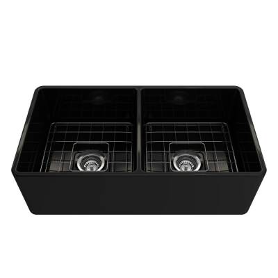 Bocchi Lavello Çift Gözlü Seramik Mutfaf Eviye, 85 cm, Parlak Siyah 1139-005-0120-03 - BOCCHI (2)