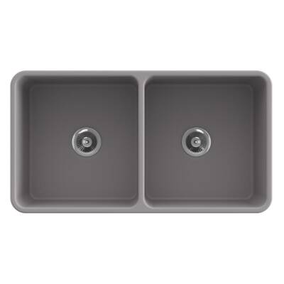 Bocchi Lavello Dekorlu Çift Gözlü Mutfak Eviyesi 85 Cm Mat Gri 1094-006-0120 - BOCCHI (1)