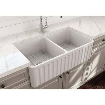 Bocchi Lavello Dekorlu Çift Gözlü Mutfak Eviyesi 85 Cm Parlak Beyaz 1094-001-0120 - BOCCHI (2)