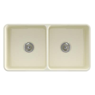 Bocchi Lavello Dekorlu Çift Gözlü Mutfak Eviyesi 85 Cm Parlak Bisküvi 1094-014-0120 - BOCCHI (1)