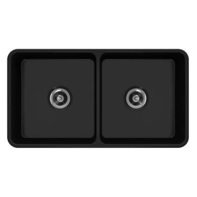 Bocchi Lavello Dekorlu Çift Gözlü Mutfak Eviyesi 85 Cm Parlak Siyah 1094-005-0120 - BOCCHI (1)