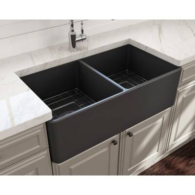 Bocchi Lavello Mutfak Eviyesi 85 cm Çift Gözlü Mat Antrasit 1139-020-0120-03 - BOCCHI