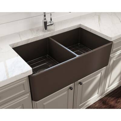 Bocchi Lavello Mutfak Eviyesi 85 cm Çift Gözlü Mat Kahve 1139-025-0120-03 - BOCCHI