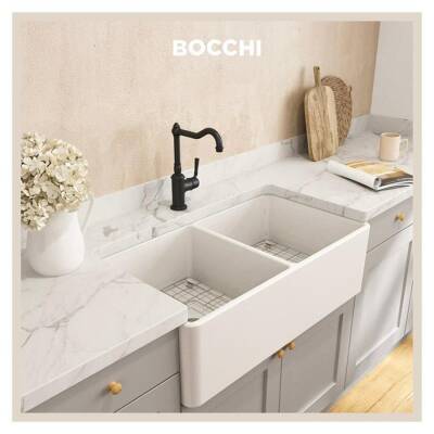 Bocchi Lavello Mutfak Eviyesi 85 cm Çift Gözlü Parlak Beyaz 1139-001-0120-03 - BOCCHI (1)