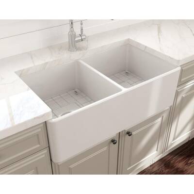 Bocchi Lavello Mutfak Eviyesi 85 cm Çift Gözlü Parlak Beyaz 1139-001-0120-03 - BOCCHI (2)