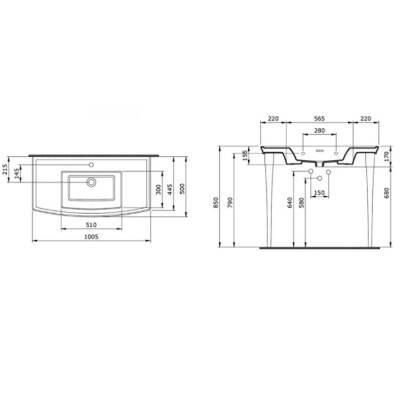 Bocchi Lavita 100 cm Lavabo Bir Armatür Delikli Mat Siyah (AYAK HARİÇ) 1168-004-0126 - BOCCHI (1)