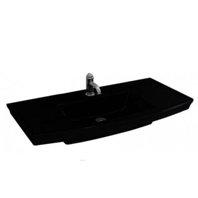 Bocchi Lavita 100 cm Lavabo Bir Armatür Delikli Siyah 1168-005-0126 - BOCCHI