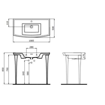 Bocchi Lavita 100 cm Lavabo Bir Armatür Delikli Siyah 1168-005-0126 - BOCCHI (1)