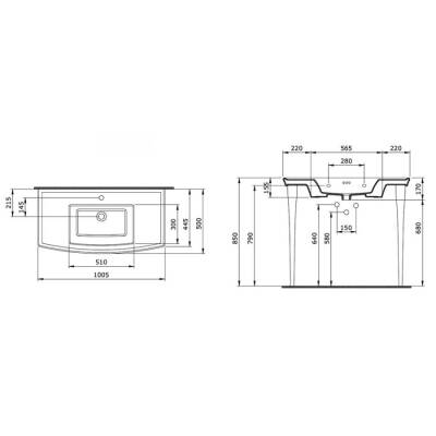 Bocchi Lavita 100 cm Lavabo Üç Armatür Delikli Parlak Beyaz 1168-001-0127 - BOCCHI (1)