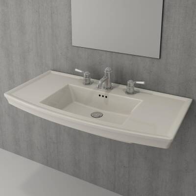 Bocchi Lavita 100 cm Lavabo Üç Armatür Delikli Parlak Bisküvi 1168-014-0127 - BOCCHI