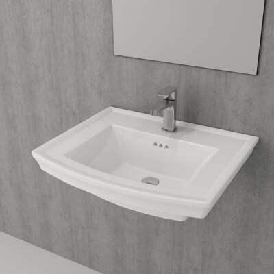 Bocchi Lavita Lavabo Armatür Delikli 60 cm Parlak Beyaz 1127-061-0126 - BOCCHI (1)