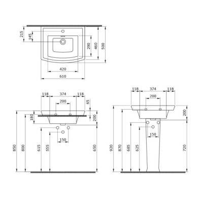 Bocchi Lavita Lavabo Armatür Delikli 60 cm Parlak Beyaz 1127-061-0126 - BOCCHI (2)