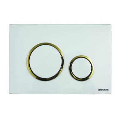 Bocchi Magre Ring Yuvarlak Gömme Rezervuar Kumanda Paneli Beyaz + Altın 8200-0046 - BOCCHI