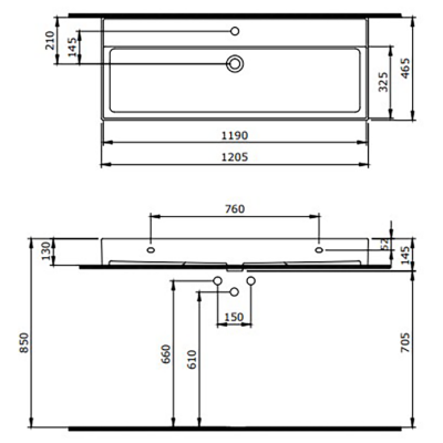 Bocchi Milano 120 cm P.Burgonya Bordosu Tezgah Üstü Lavabo - BOCCHI (1)