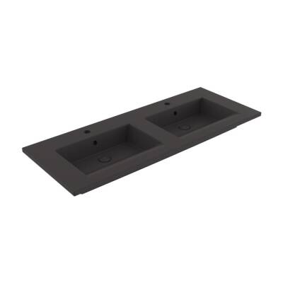Bocchi Milano Çift Gözlü Lavabo 120 cm Mat Antrasit 1111-020-0126 - BOCCHI