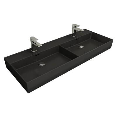 Bocchi Milano Çift Gözlü Lavabo 120 cm Mat Antrasit 1393-020-0132 - BOCCHI