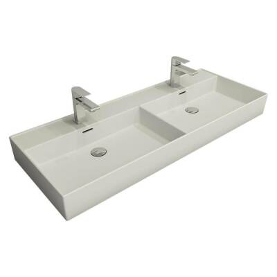 Bocchi Milano Çift Gözlü Lavabo 120 cm Mat Beyaz 1393-002-0132 - BOCCHI